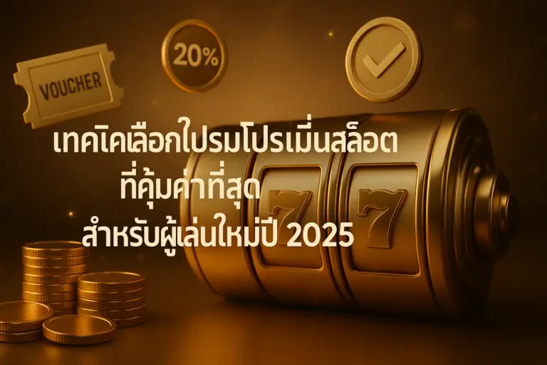 ภาพฮีโร่ธีมโกลเด้นบราวน์ สื่อถึงเทคนิคเลือกโปรโมชั่นสล็อตที่คุ้มค่าที่สุด สำหรับผู้เล่นใหม่ปี 2025 บน hotwin888 พร้อมข้อความหัวข้อภาษาไทยบนภาพ