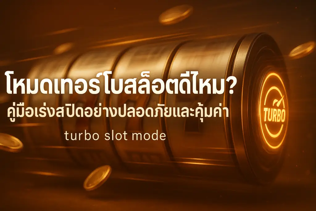 ภาพประกอบโหมดเทอร์โบสล็อต โทนไล่เฉดทอง-น้ำตาลสไตล์หรู พร้อมข้อความหัวข้อบทความบนภาพ สำหรับ hotwin888