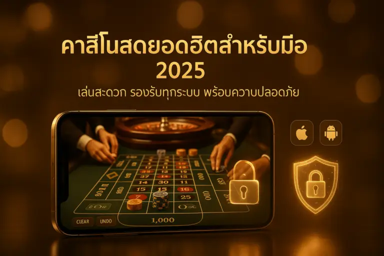 ภาพฮีโร่ คาสิโนสดยอดฮิตสำหรับมือถือ 2025 โทนทองน้ำตาลหรู แสดงไลฟ์ดีลเลอร์และชิปบนมือถือ รองรับ iOS/Android พร้อมสัญลักษณ์ความปลอดภัย สำหรับ hotwin888