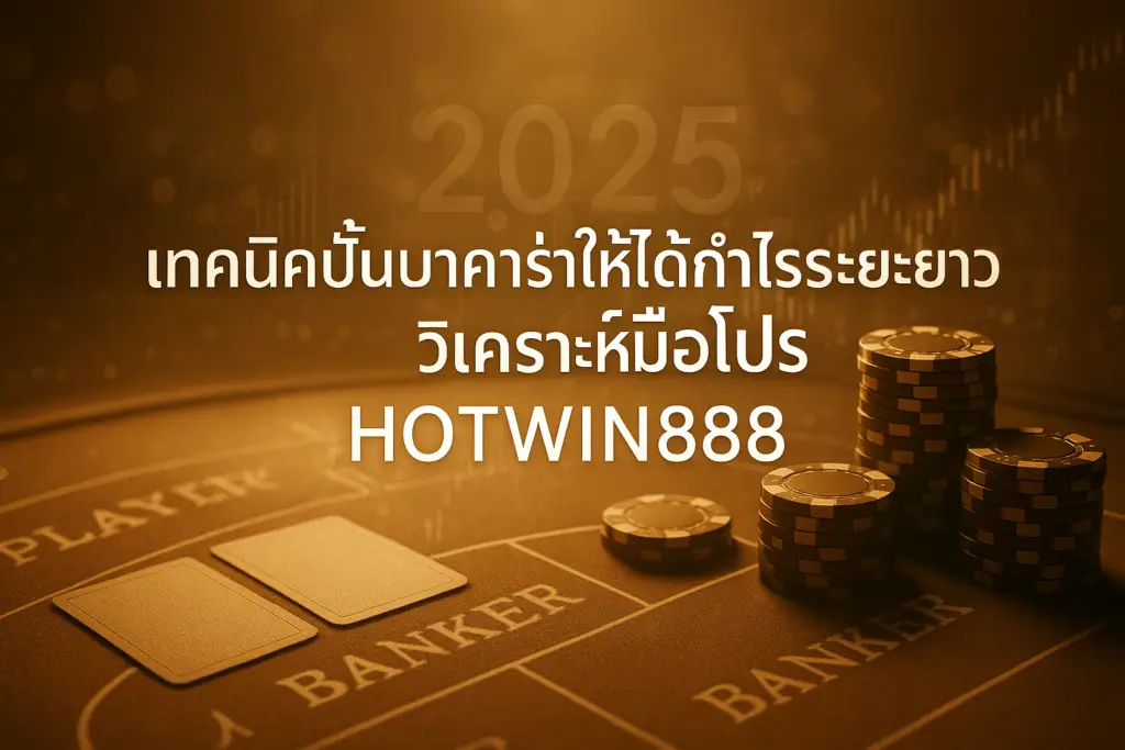 ภาพฟีเจอร์ เทคนิคปั้นบาคาร่าให้ได้กำไรระยะยาว 2025 วิเคราะห์มือโปร สำหรับบทความ HOTWIN888 โทนทองน้ำตาลหรูหรา