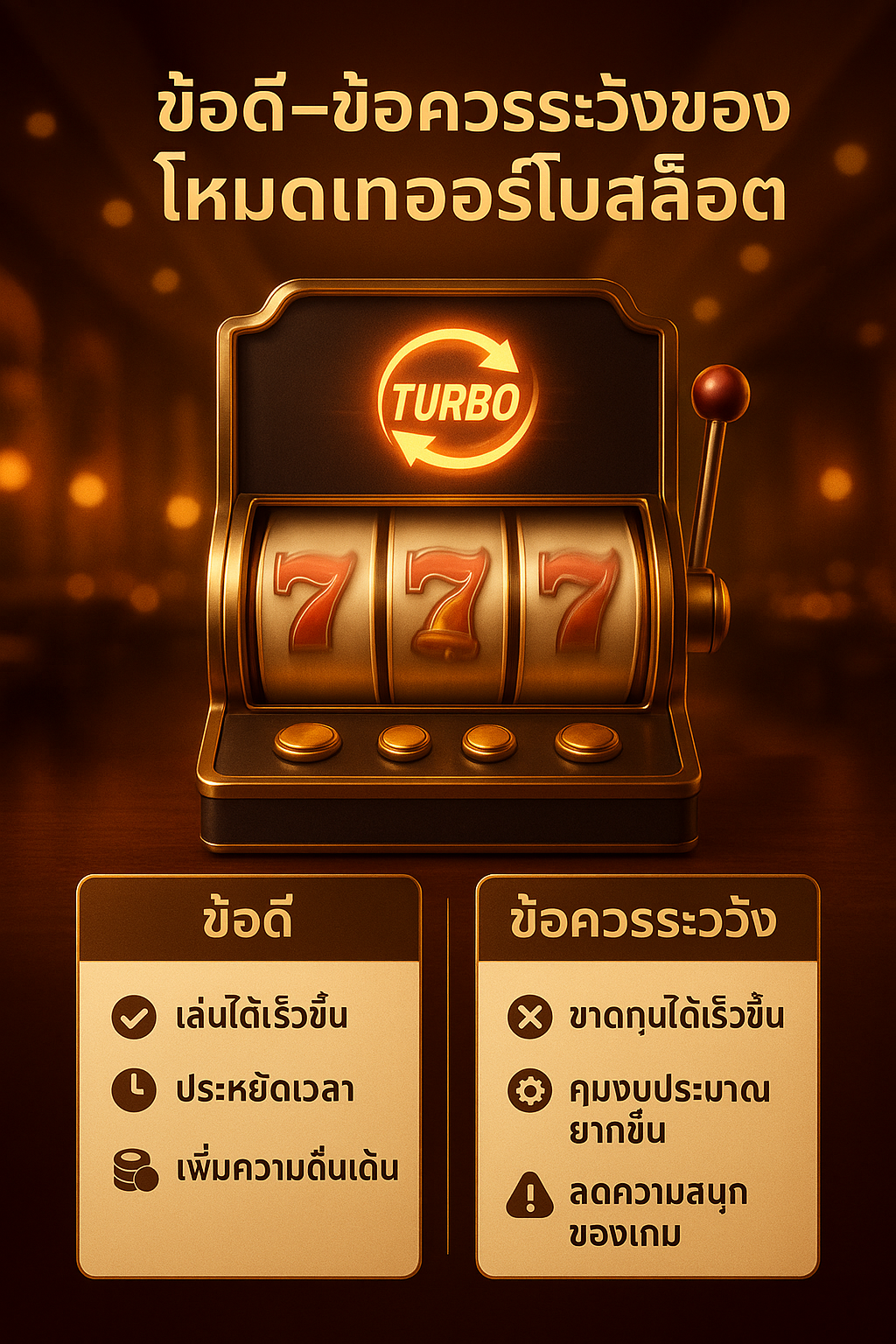 ภาพอินโฟกราฟิก โหมดเทอร์โบสล็อต บทนำข้อดีและข้อควรระวังบน HOTWIN888